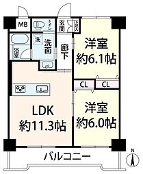 レック淀川 2LDKの間取図画像