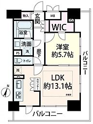 エスリード長堀タワー 1LDKの間取図画像