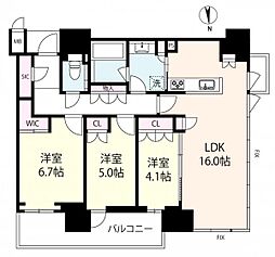 グランドメゾン上町一丁目タワー 3LDKの間取図画像