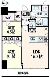 BrilliaTower堂島 2LDKの間取図画像