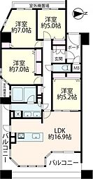 セイワパレス福島セントラルガーデン 4LDKの間取図画像