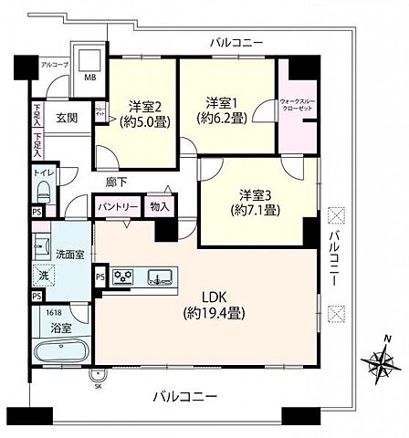 \間取り図/ 角部屋につき開口部が多く、大変風通しの良いお家となっております。