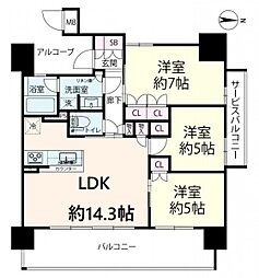 ザ・大阪レジデンス梅田 3LDKの間取図画像