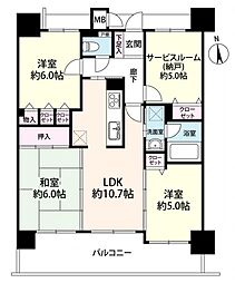 ハイネス上六 3LDKの間取図画像