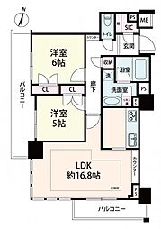 アデニウムタワー梅田イーストスクエア 2LDKの間取図画像