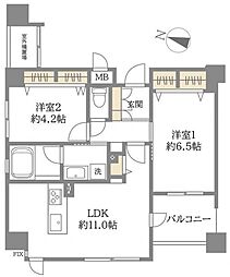 リーガル梅田 2LDKの間取図画像