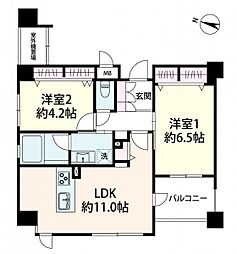 リーガル梅田 2LDKの間取図画像