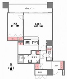 OAPレジデンスタワー東館 1LDKの間取図画像