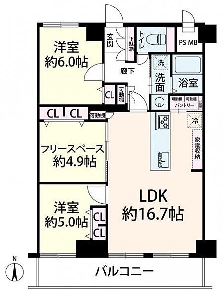 ~間取り図~ 各居室がゆとりある間取りです。