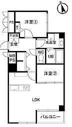 ニューライフ高麗橋 2LDKの間取図画像