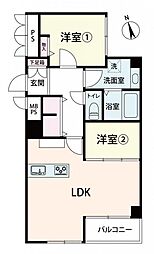 ニューライフ高麗橋 2LDKの間取図画像