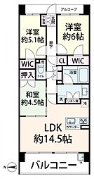 リバーガーデン福島木漏れ日の丘C棟 3LDKの間取図画像