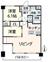 メロディハイム新梅田 2LDKの間取図画像