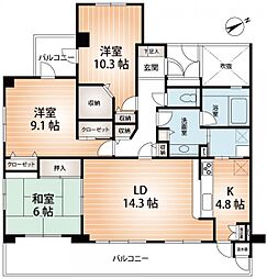 東急ドエルアルス御影鴨子ケ原 3LDKの間取図画像
