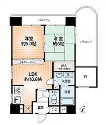 本山ビューハイツ 2LDKの間取図画像