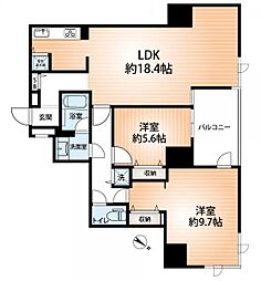 新神戸アパートメント 2LDKの間取図画像