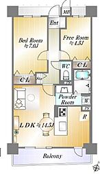 ローレル・トアスクエア 1SLDKの間取図画像