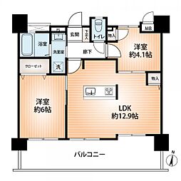 ブルーム神戸三宮 2LDKの間取図画像