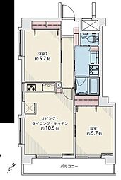 トーカンキャステール山本通 2LDKの間取図画像