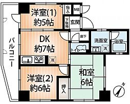 ローレル花隈 3DKの間取図画像