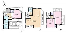 新宿区南元町戸建 3LDKの間取り