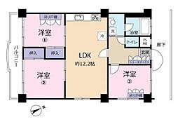 トーエイサンリットマンション 3LDKの間取図画像
