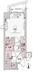 都営新宿線 曙橋駅 徒歩1分の賃貸マンション 11階1Kの間取り