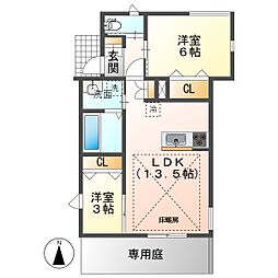 名古屋市千種区東明町5丁目アパート 2LDKの間取図画像