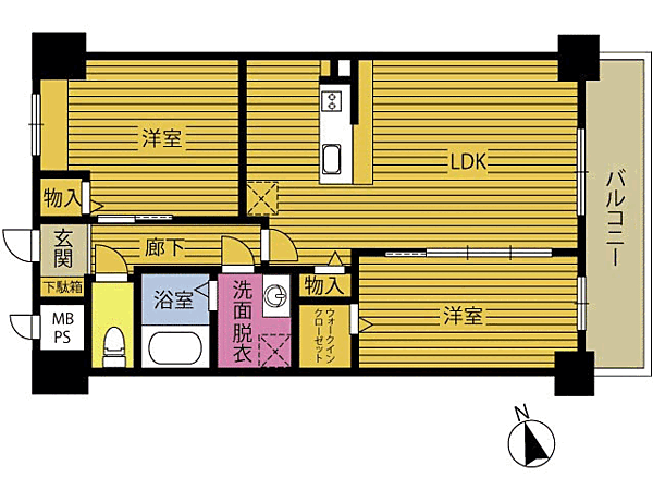 プロスペリタ宗方 105｜大分県大分市大字上宗方(賃貸マンション2LDK・1階・56.84㎡)の写真 その2