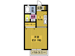 ヴォーンセジュール2番館 1Kの間取図画像