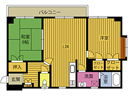 グランドハイム木の上 2LDKの間取図画像