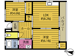 コーポ大塚 2DKの間取図画像