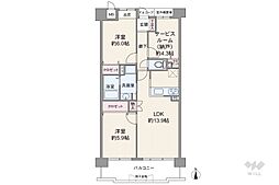 カーサ東園田 2SLDKの間取図画像