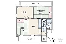 リバーサイド武庫川 3DKの間取図画像