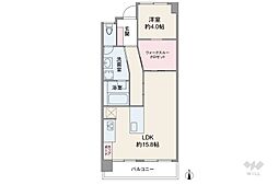 新武庫ハイツ 1LDKの間取図画像