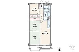 立花グリーンハイツ1号棟 3LDKの間取図画像