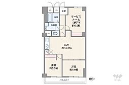 ルネ武庫川 2SLDKの間取図画像