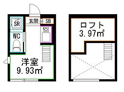JR総武線 西荻窪駅 徒歩5分の賃貸アパート 2階ワンルームの間取り