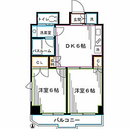ルーブル鷺宮六番館 2DKの間取図画像