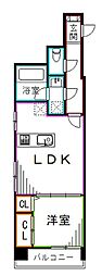 松庵ハイム 1LDKの間取図画像