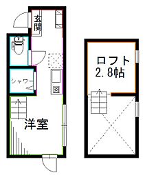 ハーモニーテラス成田東3 ワンルームの間取図画像