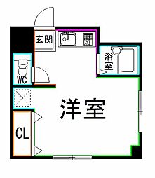 D.1善福寺 ワンルームの間取図画像