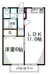 エステートピアグリーン西山A 1LDKの間取図画像