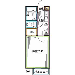 フレア・プランドールB棟 1Kの間取図画像