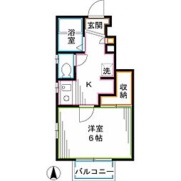 KEフラッツ 1Kの間取図画像