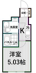 アルデア鷺宮 1Kの間取図画像