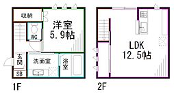 南荻窪4丁目メゾネット 1LDKの間取図画像