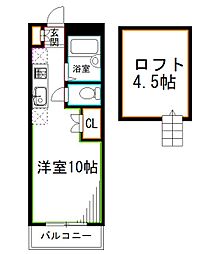 リリーハイム ワンルームの間取図画像