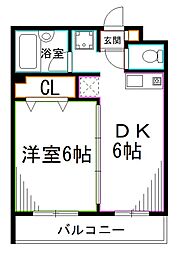 西央ヒルズ 1DKの間取図画像