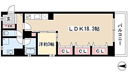 C.P.Pure1608 1LDKの間取図画像